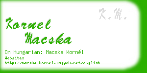 kornel macska business card