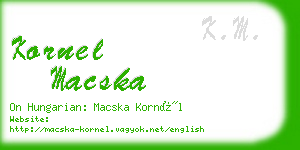 kornel macska business card